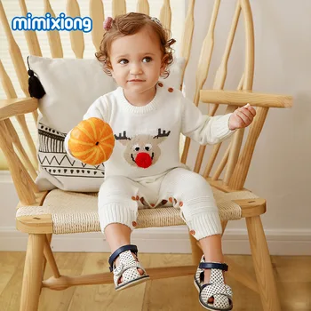 

Baby Christmas Knitting Romper Kids Autumn Winter Clothing Long Sleeves Christmas Elk Jumpsuits Baby Boy Girl Romper Knit Clothe