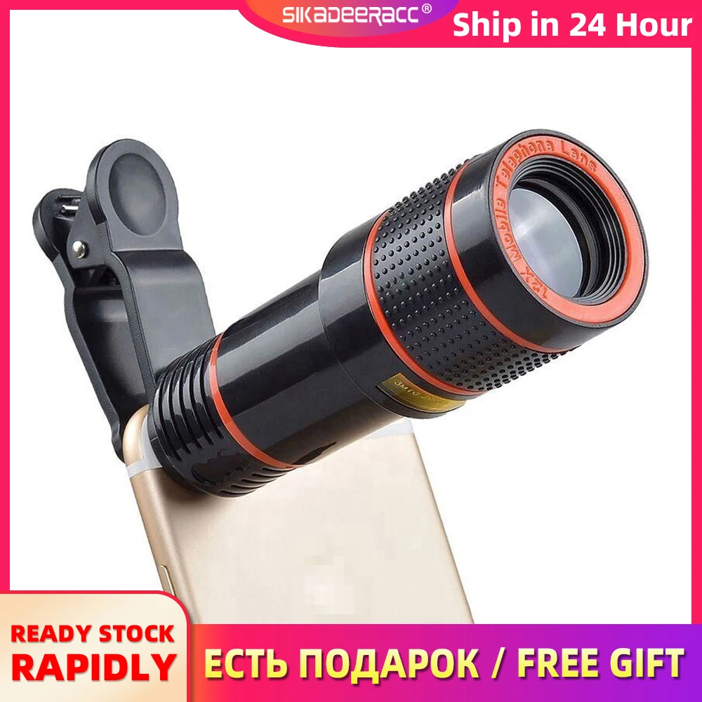 

12X Optical Zoom Telephoto Lens For HD Mobile Phone Camera Lens External Telescope With Universal Clip For iPhone Xiaomi Huawei