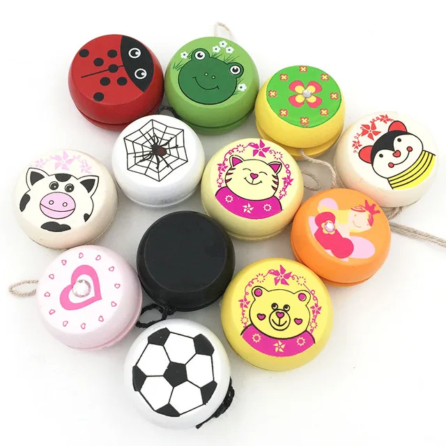Children Cartoon Animal Prints Wooden Yoyo Toys Ladybug Toys Kids Yo-Yo Creative Yo Yo Toys for Children Funny Gift Yoyo Ball 1