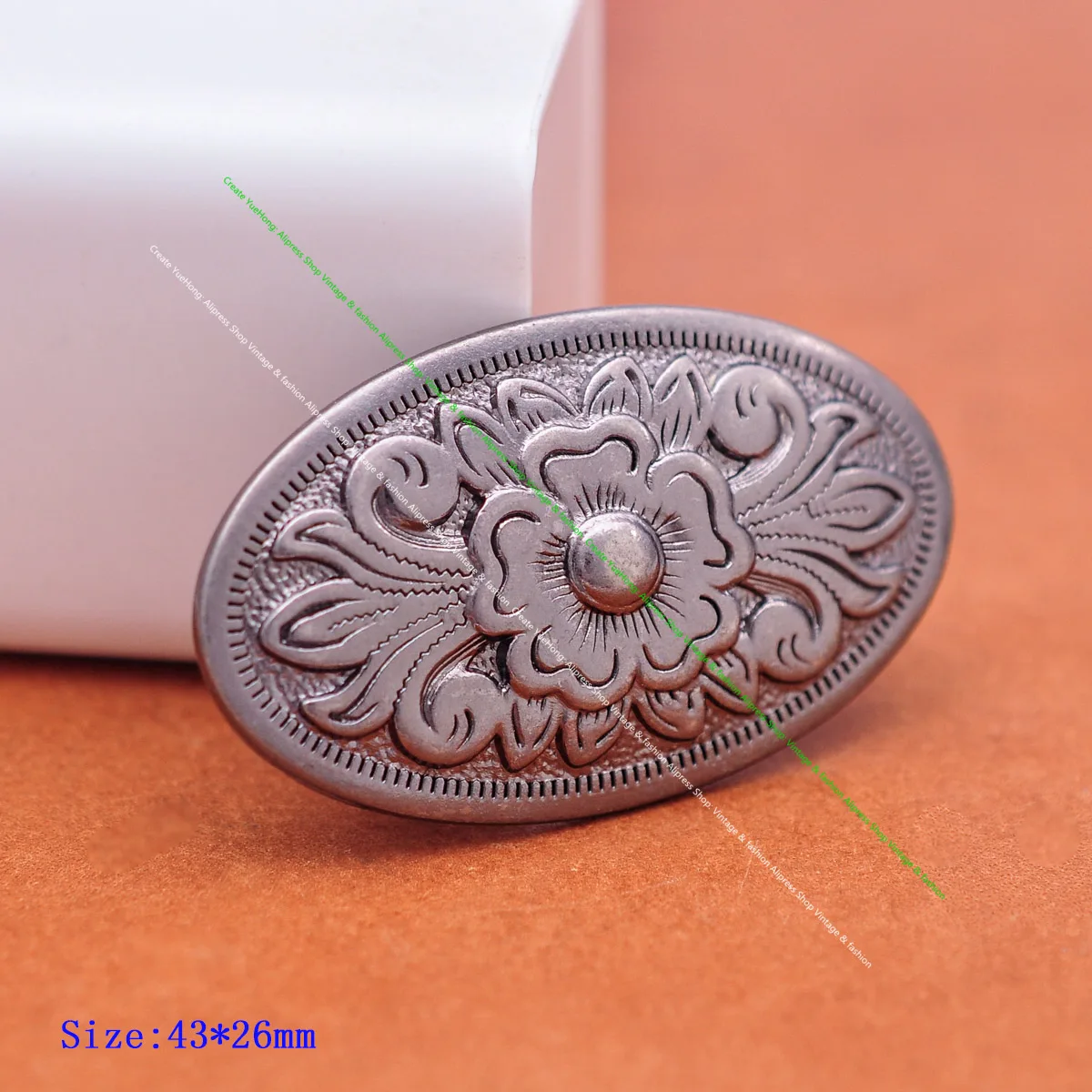 Silver Gothic Celtic Flower Stone Bead Leather craft Belt Wallet Handbag Concho 