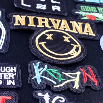 

Pulaqi Stranger Things Patch Embroidered Iron On Patche for Clothing Applique Rock Band Nirvana Patch Badges On Clothes Stickers