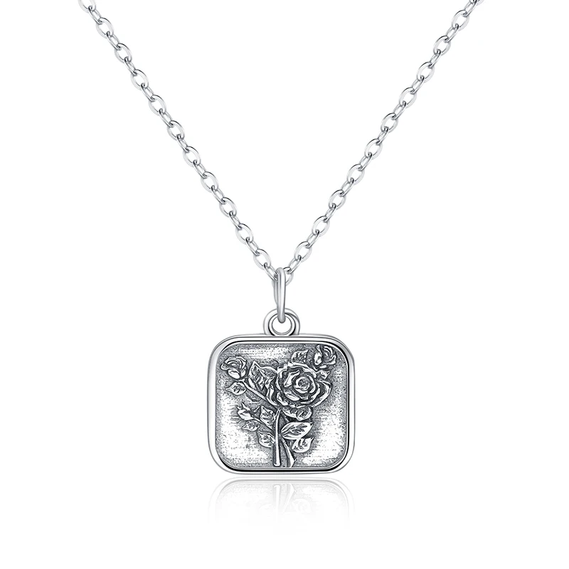 

Tideway rose two sides pendant monogram necklace fine silver jewelry fashion punk pendant