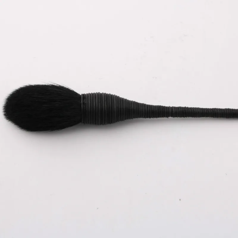 black Профессиональная плоская кисть для макияжа из козьей шерсти и ротанга, Кисть для макияжа, косметические пудра-румяна, основа для макияжа, косметические кисти для макияжа - Handle Color: black