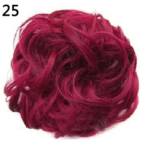 Синтетические гибкие волосы булочки кудрявые резинки шиньон эластичные грязные волнистые резинки для наращивания конского хвоста для женщин - Цвет: 25