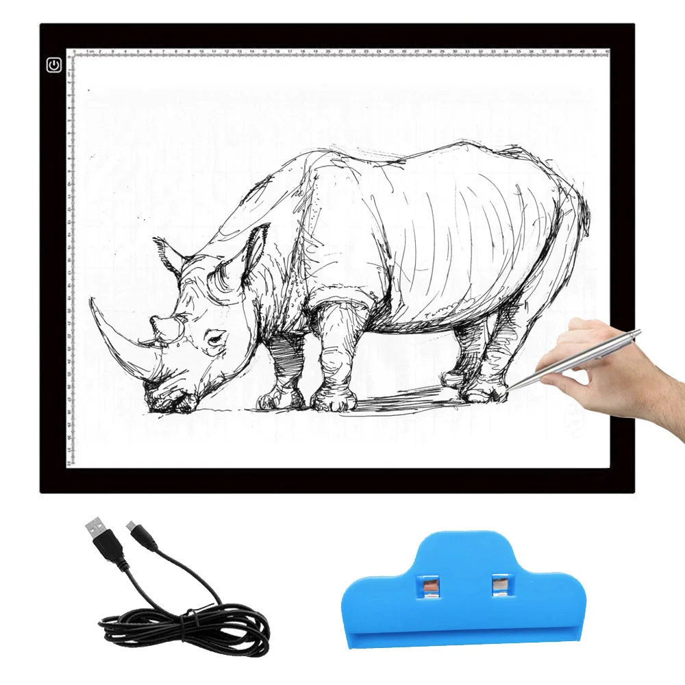 

Besegad A3 LED Drawing Pad Box Touch Dimmable Light Art Graphics Tablet Writing Board Pad with Clip for 2D Animation Sketching