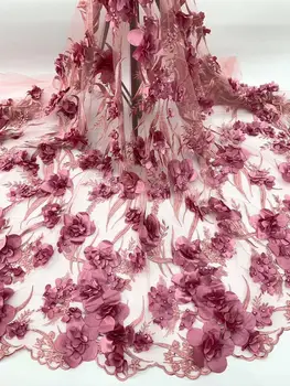 

Free shipping!New French mesh lace fabric 3D beaded African mesh lace fabric high quality African lace fabric YYZ256982