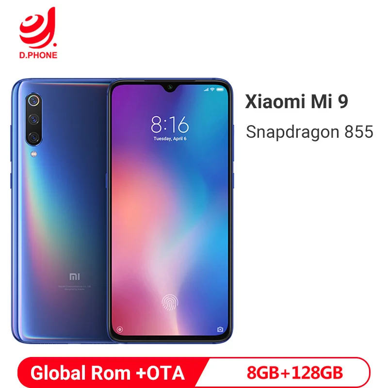 Xiaomi mi 9 mi 9 8 GB ram 128 GB rom Snapdragon 855 Octa Core 6,39 "AMOLED дисплей 48MP тройные камеры смартфон