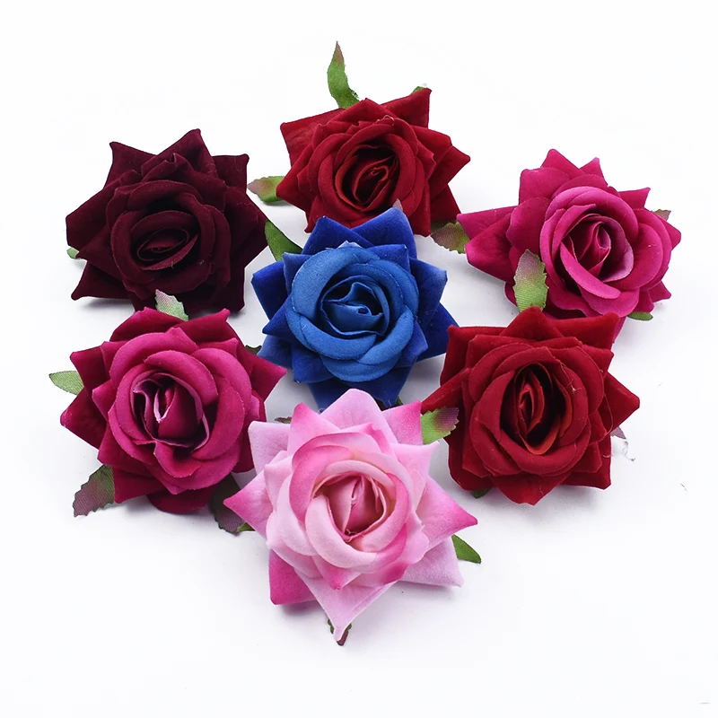 

5Pcs Silk Roses Head Upscale Wedding Decorative Plants Wall Diy Bride Wrist Artificial Flowers Christmas Decorations for Home