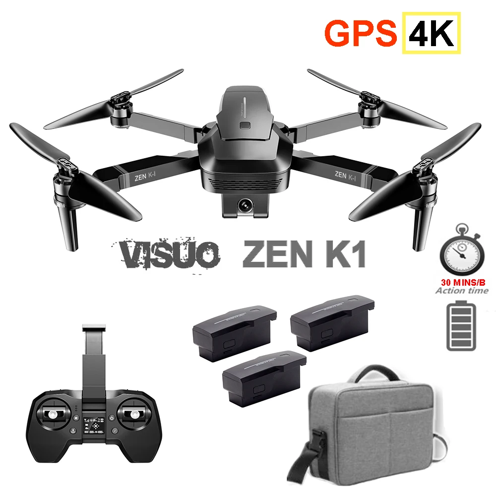 

VISUO ZEN K1 RC Drone 5G WIFI GPS Brushless 50X Zoom 4K Dual Camera 30mins Flight Times Beauty Filter Figure RC Quadcopter Drone