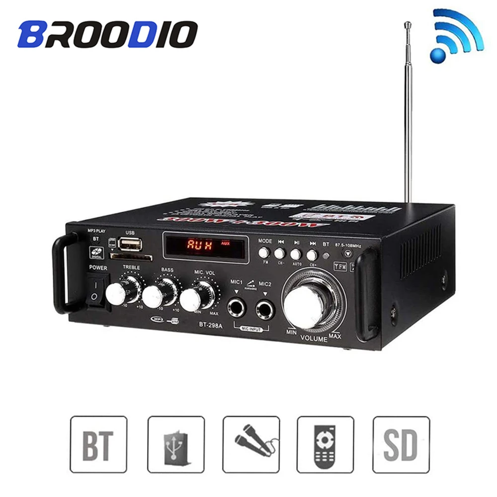 

Bluetooth Digital Amplifier Hifi Stereo Wireless Audio Receiver USB SD Card,FM Radio Power Dual Channel 300W+300W amplificador