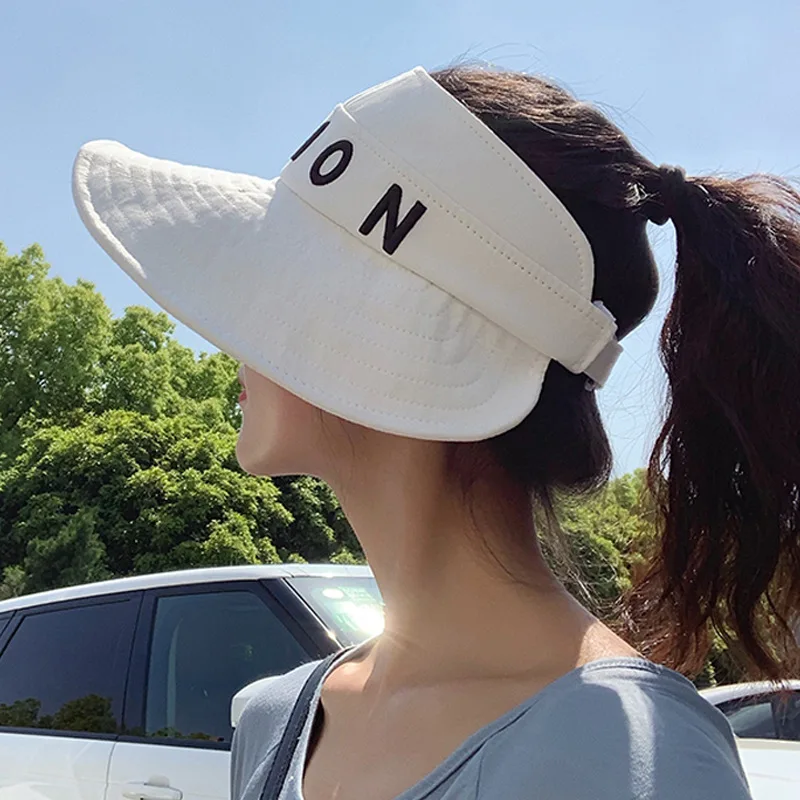 

Summer Woman Sun Hat Korean Fashion Ride Folding Sun Protction Hat Panama bucket hat Wide Brim Empty Top Hat Beach Visor Hat