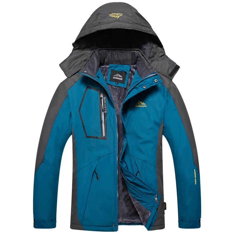 Мужская зимняя теплая пуховая куртка, парка, ветрозащитная водонепроницаемая куртка с капюшоном, толстая бархатная куртка, Мужская Флисовая Куртка, большие размеры 5XL