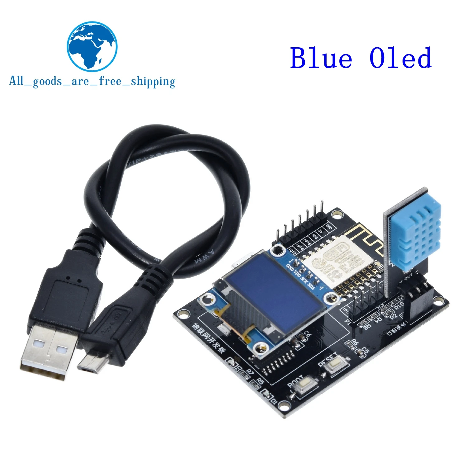 ESP8266 IoT макетная плата+ DHT11 Температура и влажность+ 0,96 oled-дисплей SDK Программирование Wifi модуль маленькая системная плата - Цвет: 1 SET(Blue oled)