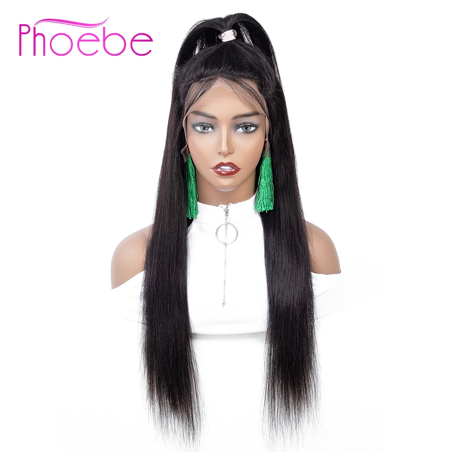 Phoebe 13x4 кружевные фронтальные человеческие волосы парики бразильские прямые