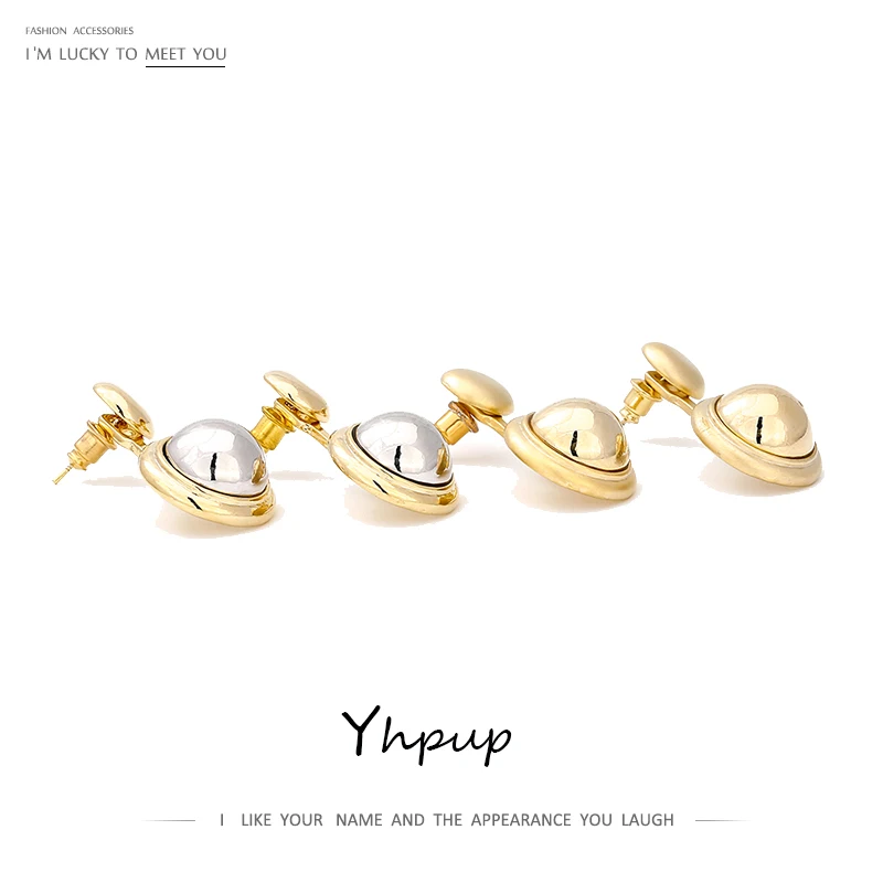 Yhpup Мода круглый минималистский серьги-гвоздики, серьги с кисточкой mujer moda очарование металла золотые серьги для Женская Праздничная обувь, ювелирное изделие, подарок