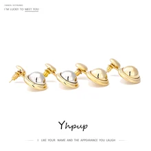 Yhpup Мода круглый минималистский серьги-гвоздики, серьги с кисточкой mujer moda очарование металла золотые серьги для Женская Праздничная обувь, ювелирное изделие, подарок