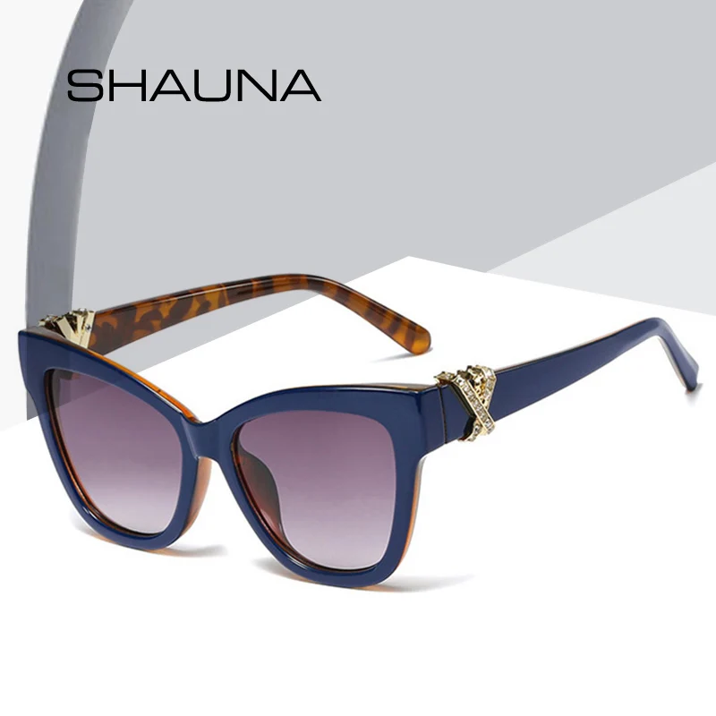 SHAUNA, Новое поступление, европейский стиль, модные женские негабаритные солнцезащитные очки Cateye, классические ретро женские летние очки