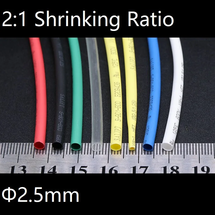 Diameter 2.5mm Heat Shrink Tube 2:1 Polyolefin Thermal Cable Sleeve Insulated Wire Protector Wrap Cover DIY Connector Repair |