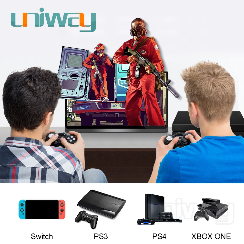 Uniway 4k портативный монитор 15 6 сенсорный экран hdr hdmi type c для ноутбука компьютера