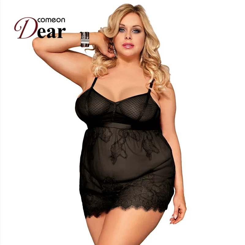 

Comeondear Lace Babydoll Plus Size Women Erotic Underwear Sexy Lingerie Porno Night Dress See Through Baby Doll Mujer RA80805