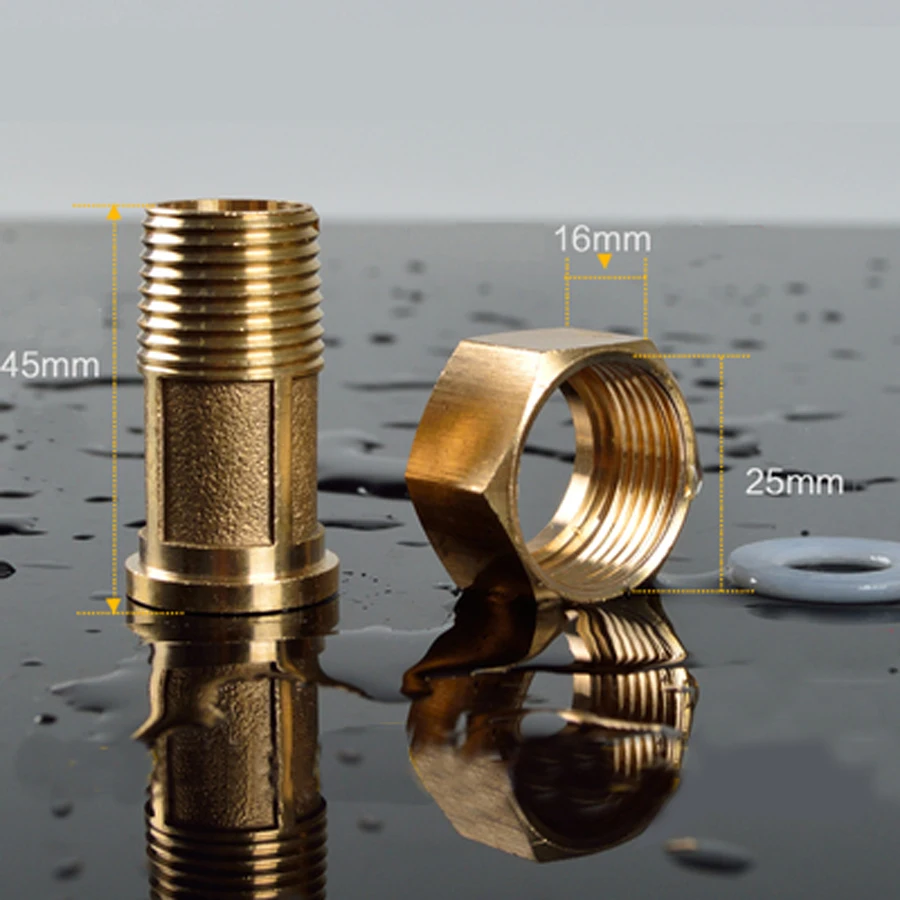 

DN20 3/4" BSP Female Turn DN15 1/2" BSP Male Thread Brass Hex Reducer Pipe Fitting Pole Length 45mm Nut Height 16mm For Water Me
