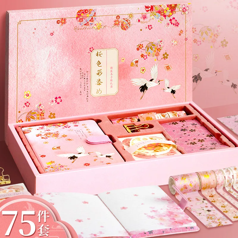 

1set Chinese Antiquity Style Portable Traveler Notepad Notebook Stationery Set Gift Bulleti Notepad Clips Stickers Tape Box Gift