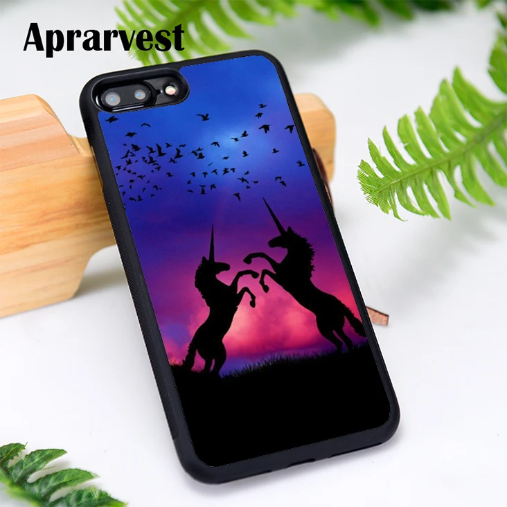 Aprarvest Silicone Phone Case Cover For iPhone 6 6S 7 8 Plus 5 5S SE X XS MAX XR Unicorn Magical Fairytale Sunset |