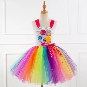 

Cartoon Candy Dress Christmas Baby Girl Rainbow Princess Dresses New Year Toddler Kids Costumes for Girls Thanksgiving Dress