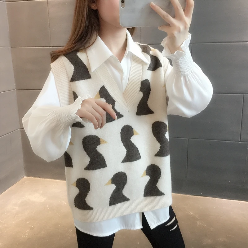 

21464 (on No. 6, row 2, room 1) real time cartoon color matching V-neck knitted vest vest [1133] 40