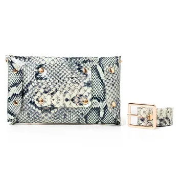 

Fashion Serpentine Waist Bag Women's Belt Bag Leather Snake Skin Women's kidney Fanny Pack Waist Belt nerka damska mujer