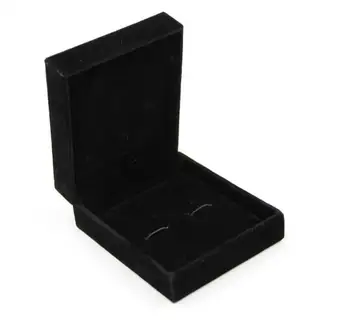 

60pcs/lot Classic Black Flocking Cufflinks Box 82x70mm Cuff Links Storage Case Holder Gift Boxes Jewelry Boxes Wholesale