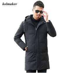 New Arrival Winter Style Men High-end Boutique Down Coats High Qulity Solid White Duck Hooded Men's Loose Warm Down Coat L-8XL