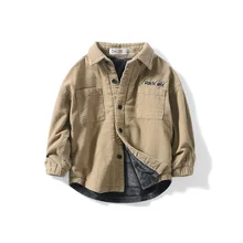 Модная Вельветовая теплая рубашка для мальчиков, блузки г. Новая осенне-зимняя детская одежда с хлопковой подкладкой, рубашка детская Вельветовая рубашка