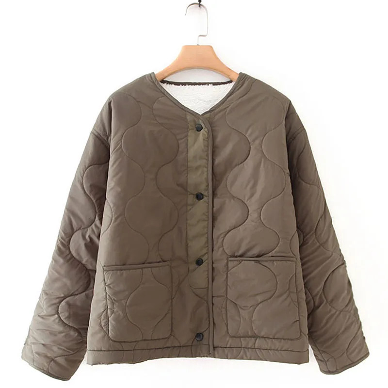 

RR Fleece Jackets Women Fashion Solid V Neck Coats Women Elegant Single Breasted Pockets Jackets Female Ladies IL