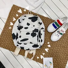 Популярные холщовые женские сумки на плечо открытый напечатанный рюкзак "корова" корейский стиль модный школьный рюкзак