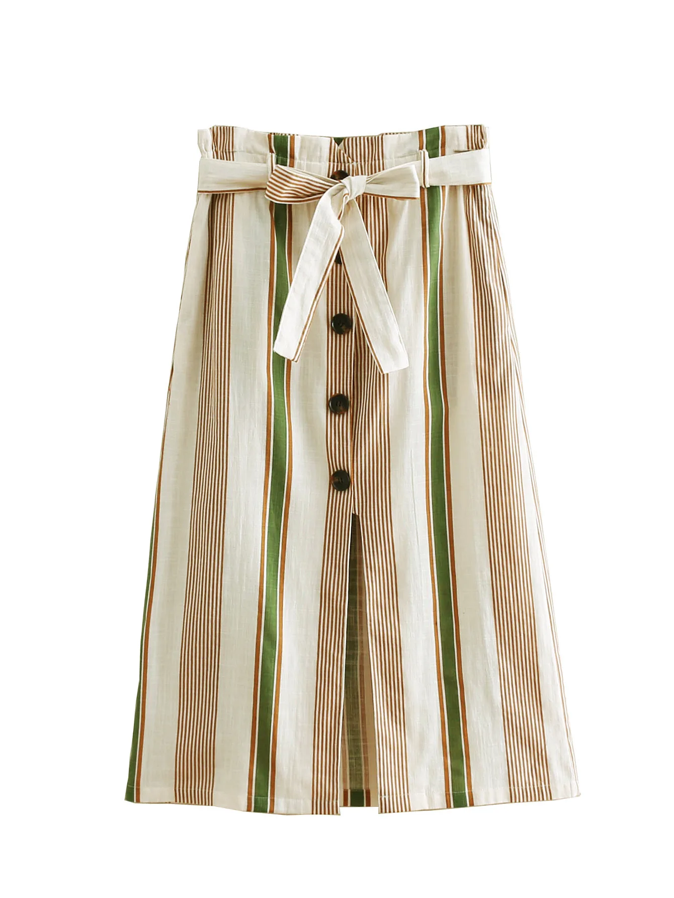 

2019 Western Style Spring And Summer WOMEN'S Dress New Style Stripes Village-Style Striped Plaid Skirt