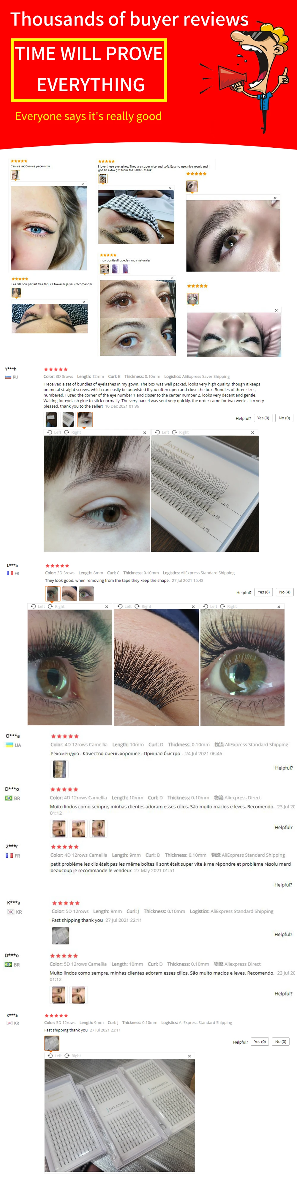 Description Picture 3 of itemMink Eyelashes 3d Soft Natural Equal Length False Lashes 0.1mm Thickness Hand-Made Premium Fake Eyelash Premade Fans Make Up