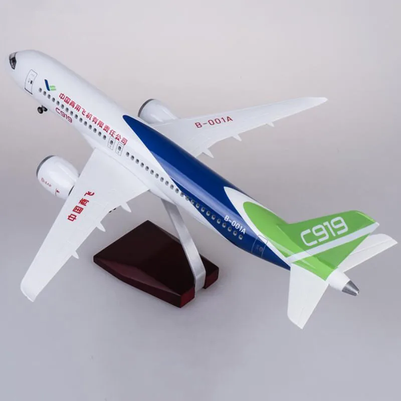 Коллекция 1/82 масштаб Самолет Китай коммерческий самолет C919 авиакомпания 47 см модель с светильник и колесо смолы дисплей самолета