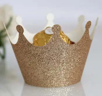 

50/100pcs Glitter Gold Crown Baking Cake Paper Cups Liner Cupcake Wrappers Muffin Holder Case for Wedding Birthday Party Decor
