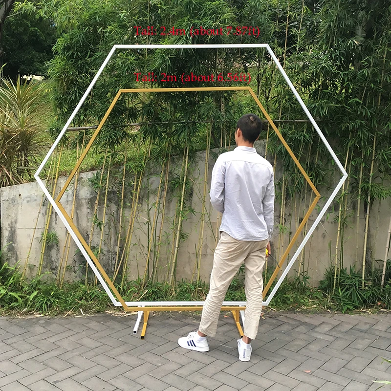 US $74.61 Flone Hexagon Wedding Arch Metal Hexagonal Backdrop Flower Stand Geometric Home Party Decoration