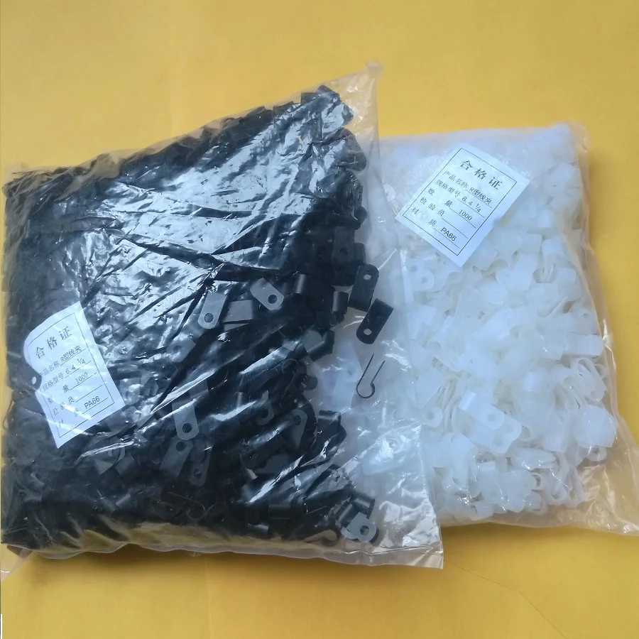 1000pcs Nylon White Black 13.2mm 1/2" Wire Cable Hose P Type R Clamp Clips Clip C= 3.3 5.2 5.3 8.4 10.4 13.2 16.2 19.2 25 30mm