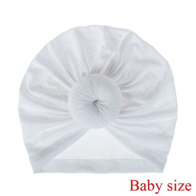 Fashion Mommy and Baby Cotton Round Ball Flower Hat Women Caps Girls Newborn Turban Knot Kids Adult Headwear Hair Accessories 2baby size