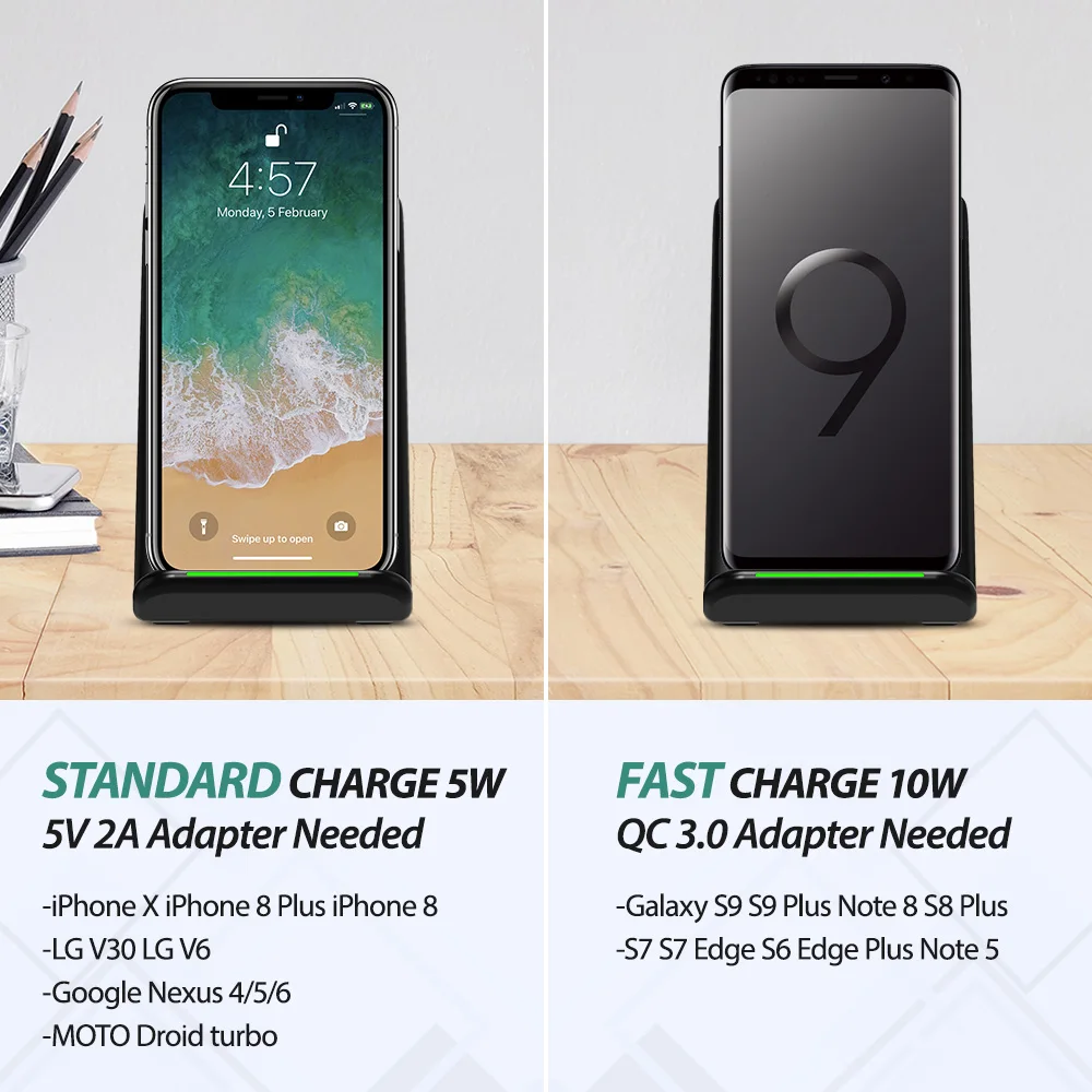 5W10W Cellphone Charging Stand Qi Wireless Charger Universal Phone Charger For iPhone XS MAXXSX8 Huawei Mate 20 Pro Samsung (1)