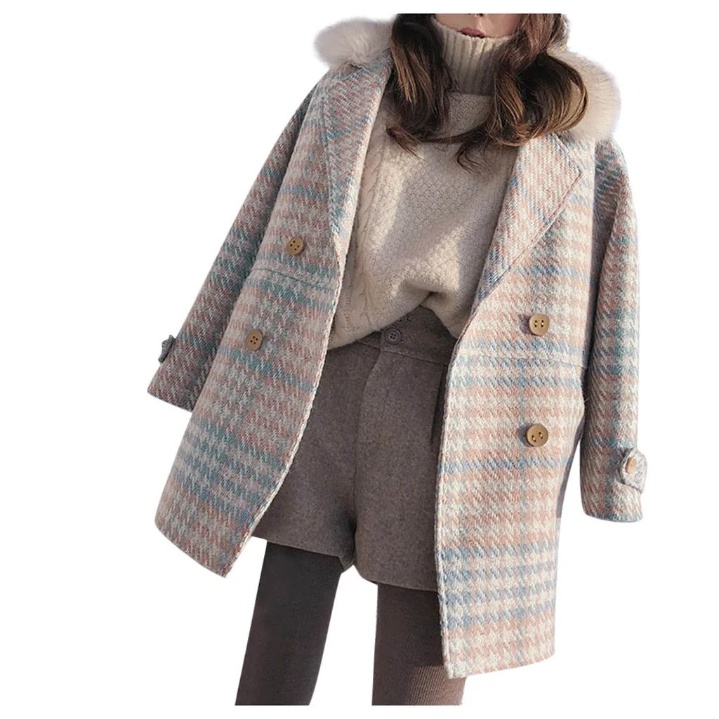 Manteau femme hiver зимнее пальто женская зимняя одежда женское элегантное двубортное шерстяное пальто из искусственного меха abrigo