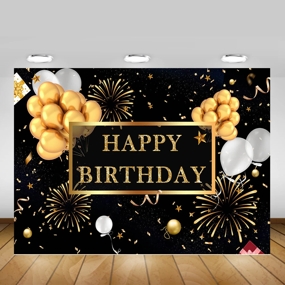 お誕生日おめでとう背景フォトコール花火ゴールデンバルーン大人の誕生日パーティー写真の背景装飾フォトブース 背景 Aliexpress