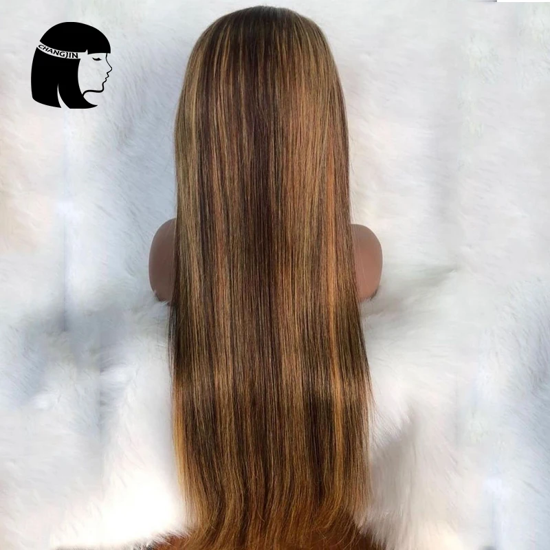 Honey Blonde Straight Frontal Wig Transparent Lace Wigs Highlight Lace Front Human Hair Wigs T Part Brazilian Short Bob Wig