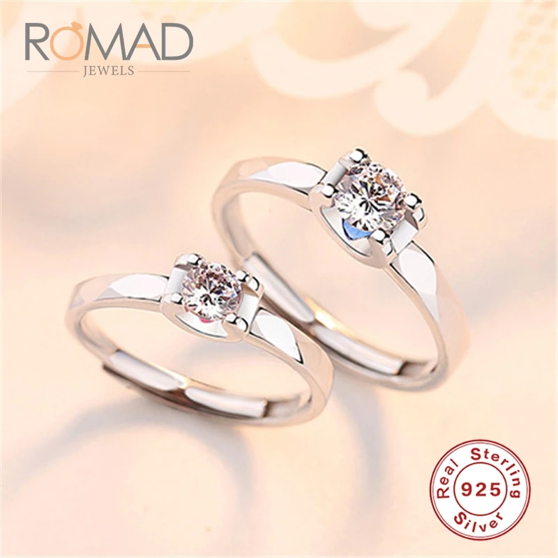 Women ring Romad пара S925 Серебряное кольцо, модное простое кольцо, кольцо для пары, циркониевое обручальное кольцо для влюбленных, ювелирное изделие, подарок - Цвет основного камня: Women ring