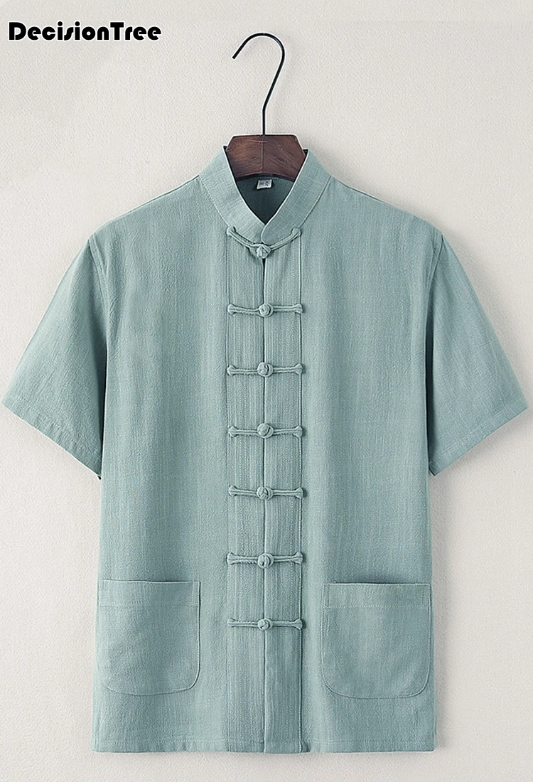 Tradicionais para Homens Colarinho do Vintage Camisas de Linho Roupas Chinesas Tang Terno Hanfu China Estilo Superior Masculinas 2020