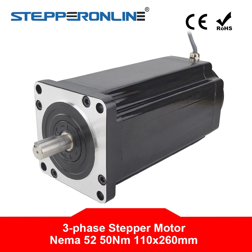 

3-phase Stepper Motor High Torque Nema 52 Bipolar 50Nm(7082oz.in) 5A 110x110x260mm for CNC Laser Engrave Machine