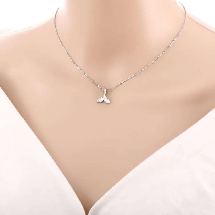 

Trend Korean Fashion Women's Necklace Small Fresh Crystal Mermaid Tail Pendant Temperament Sweet Clavicle Necklace